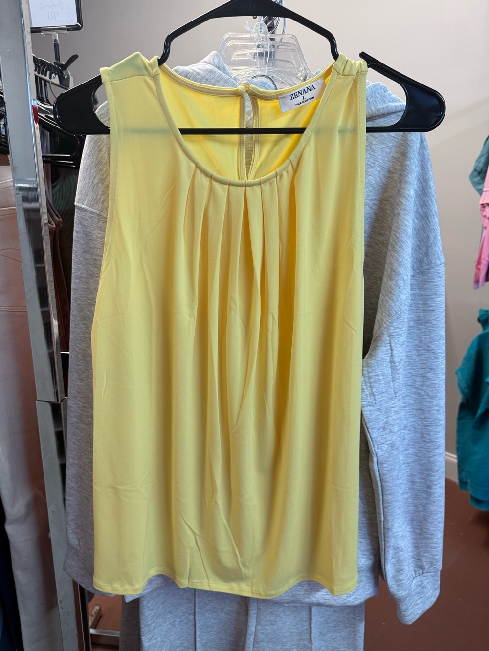 Zenana Outfitters Yellow Pleated Sleeveless Camisole